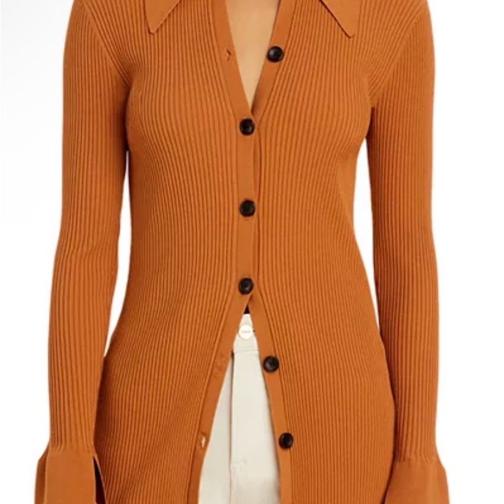 A.L.C. Rust Ribbed Button-Down Shirt - Picture 4 of 4